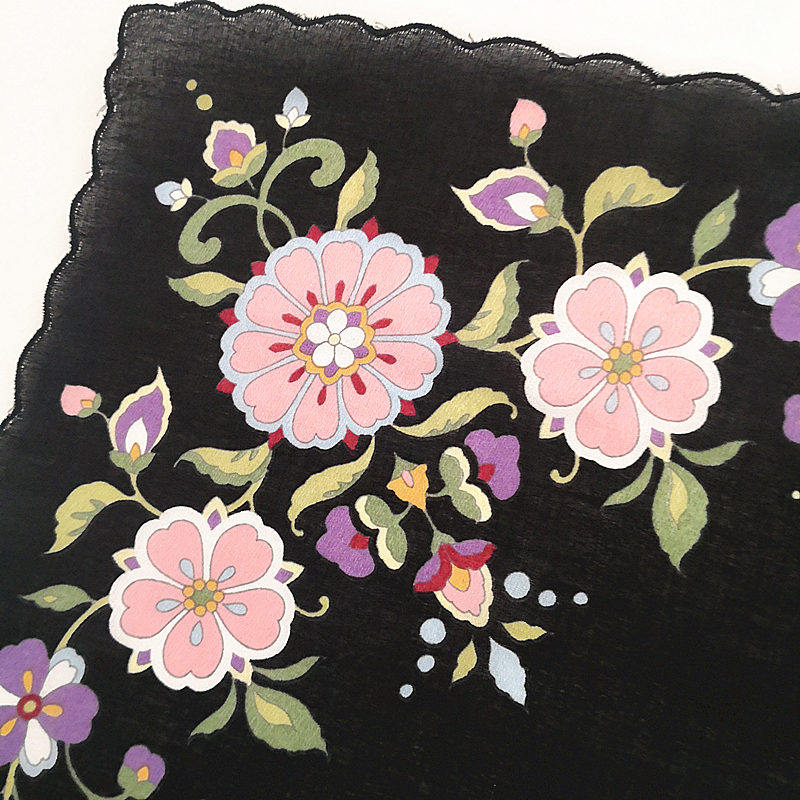 日式和风印花刺绣淑女手帕女士纯棉柔软大手手帕