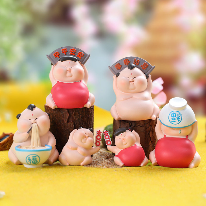 福娃盲盒新年国潮吉祥物可爱胖娃公仔小手手办潮玩盲盒