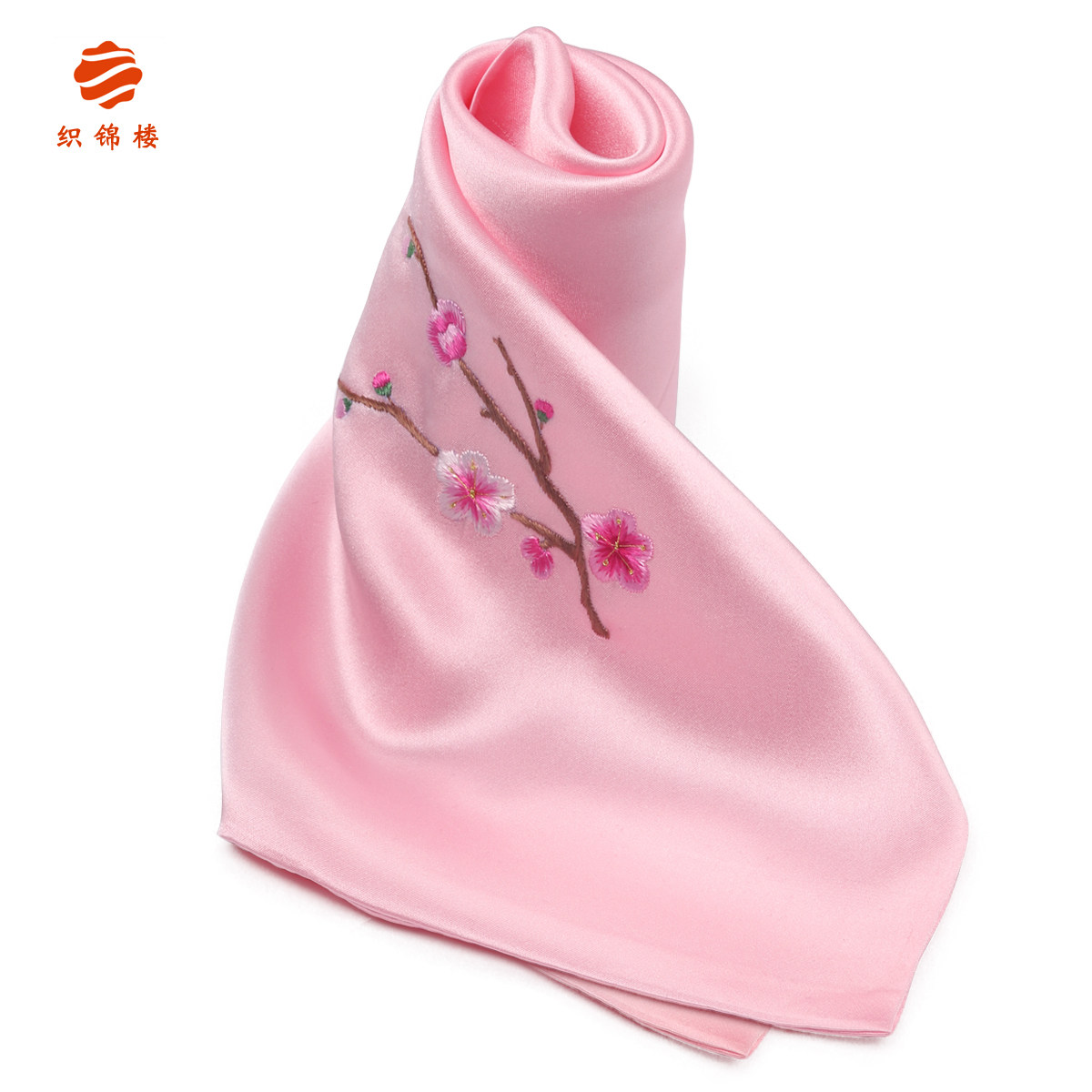 织锦楼丝绸刺绣梅花丝绸古代手帕 真丝手绢双层桑蚕丝小方巾丝绢