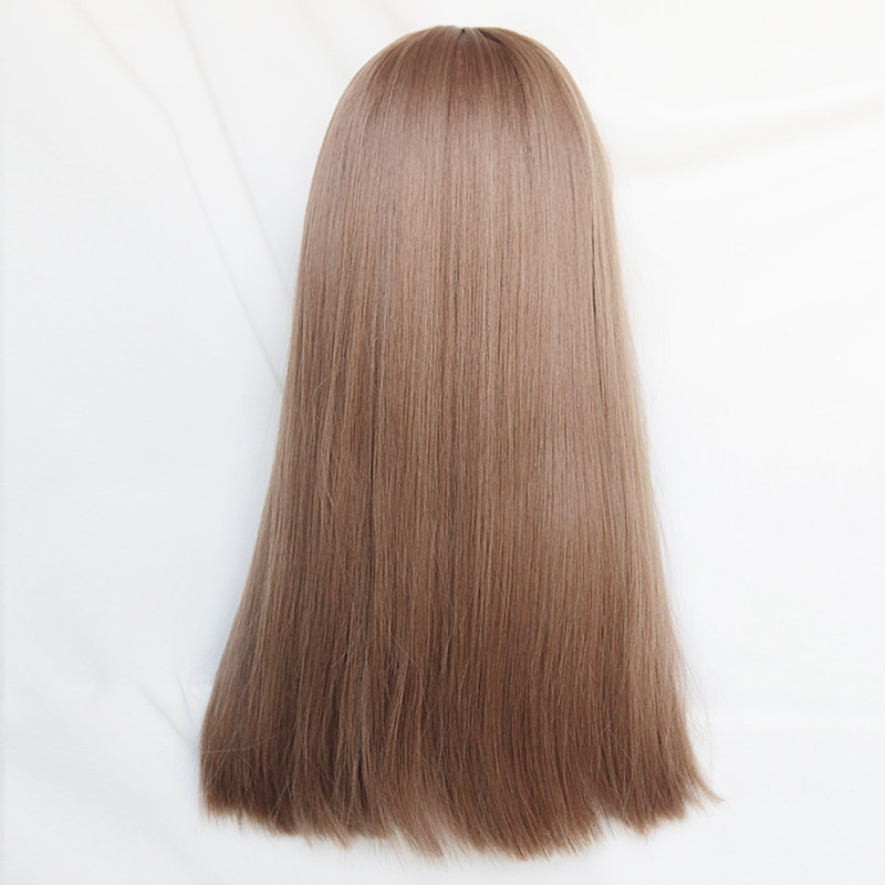 假发空气刘海长直浅棕亚麻麻色长发自然蓬松日常整顶假发
