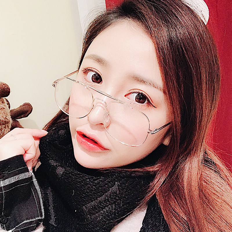 明星款眼镜男双鼻梁个性近视眼镜框女韩版复古文艺平光镜潮人圆脸