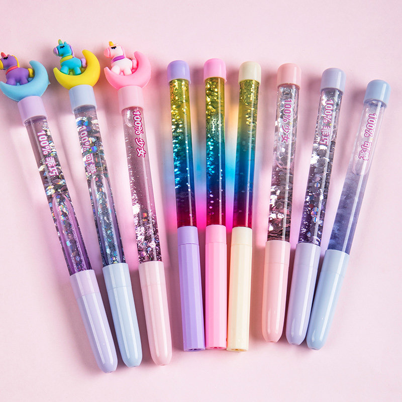 流沙笔闪光网红星空笔入油液体中性笔魔法月亮独角兽可爱少女心小仙女