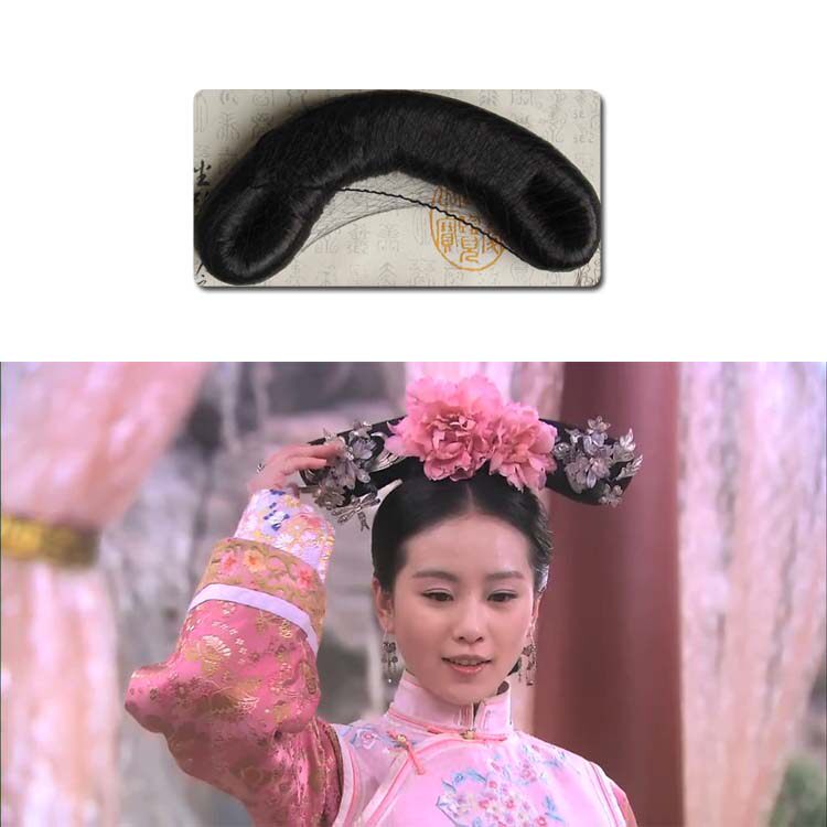 甄嬛传步步惊心清朝女格格假发弯月旗头发型影楼古装造型假发