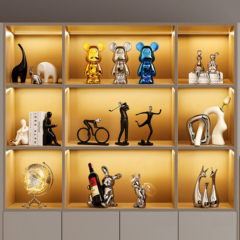 贝汉美暴力熊酒柜装饰品摆件套装轻奢高档客厅红酒装饰摆件