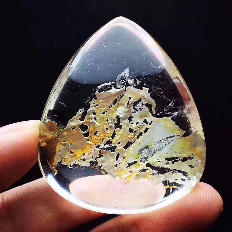 魅晶天然黄云母云母吊坠黄胶花水滴裸石项坠挂件项坠