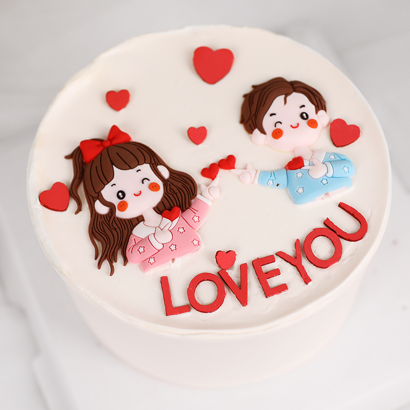 蛋糕七夕装饰插件网红情侣比心男孩女孩生日摆件节日装扮用品