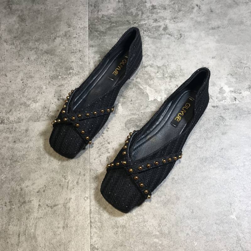 鞋子女2022年新款春季单鞋女平底鞋浅口方头平跟仙女温柔瓢鞋船鞋