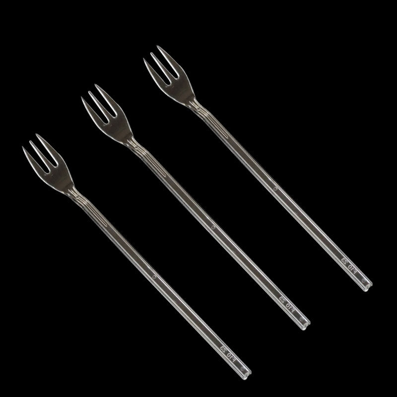 水果1000支果茶加长厚硬黑色一次性塑料长柄叉果粒叉