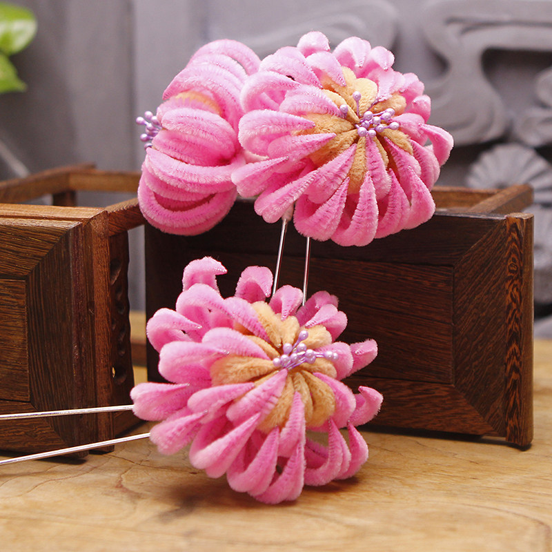 绒花古装延禧攻略旗头饰品清朝妃子发饰