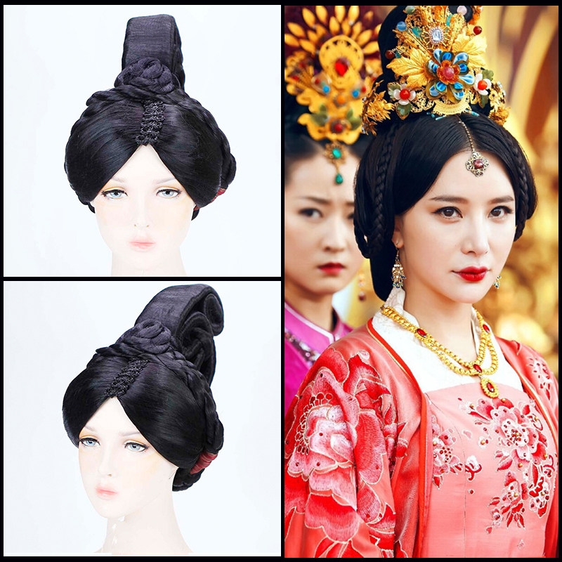 影视古装汉唐皇后贵妃造型古风舞台演出整顶假发套反串头套b016