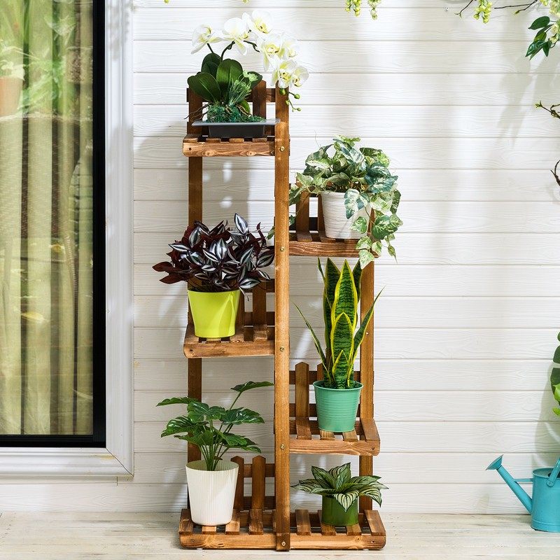 花架实木木艺室外阳台台架多层花店展示架落地式花架