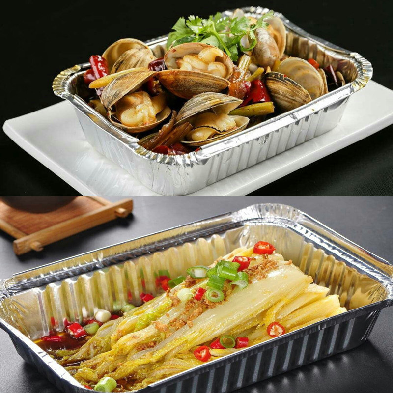烧烤盒锡纸盒长方形金针菇花甲一次性外卖打包铝箔一次性餐盒