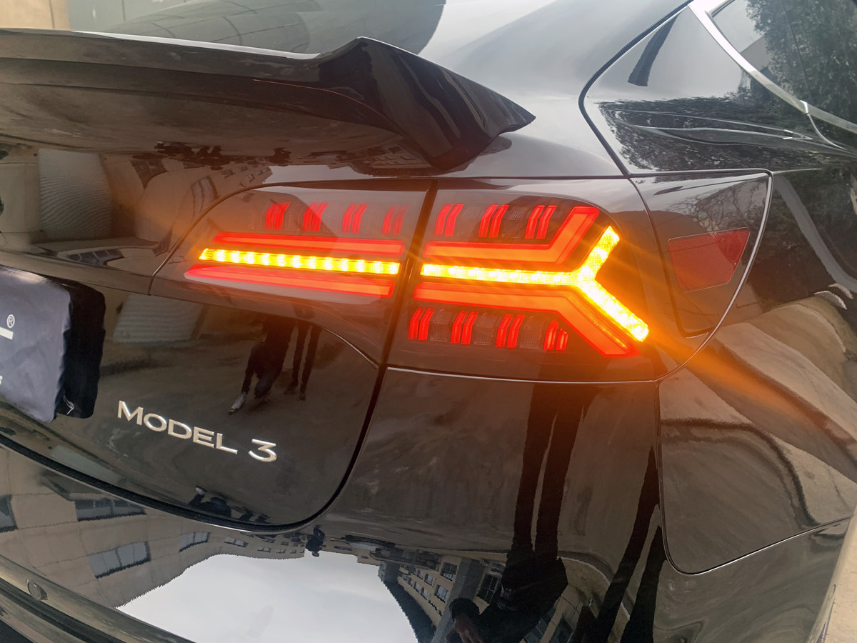 尾灯特斯拉model3改装鱼骨鹰眼扫描流水水光转向尾灯总成