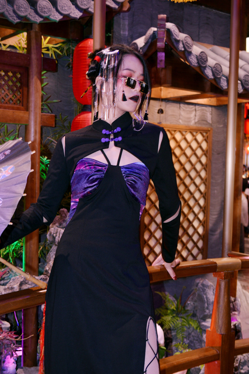 扇妒自制新式旗袍套装赛博朋克国潮年轻2021旗袍