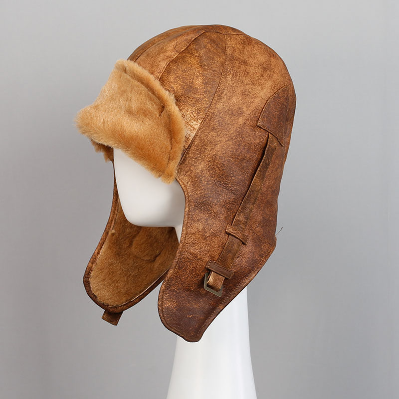 冬季一体欧美男士帽子青年冬青皮毛骑车羊皮帽子