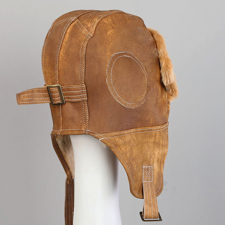 加厚保暖潮帅真皮飞行帽子青年男士学生冬季帽子