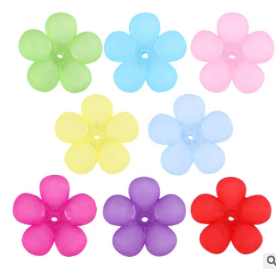 diy发簪材料花朵配件 22mm亚克力珠 半透明磨砂五瓣花10颗