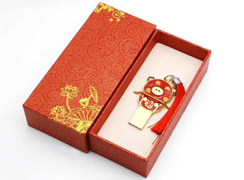 logo 中国风商务礼品同学毕业新年礼物定制 32g 盘 u 创意红福猪
