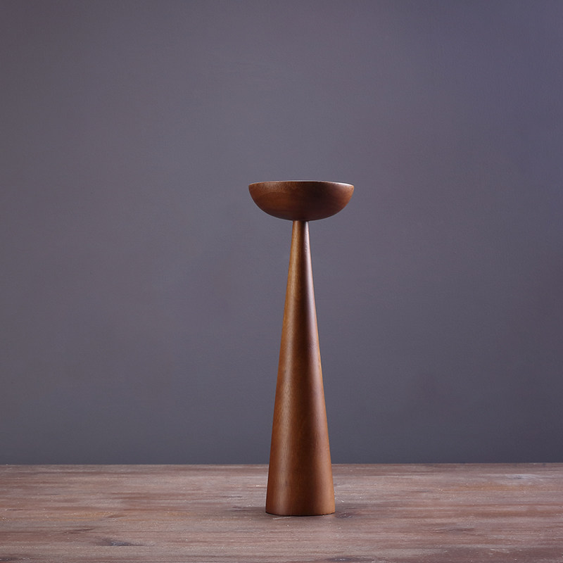 新中式餐桌托盘烛台大蜡灯盏手持高脚烛台