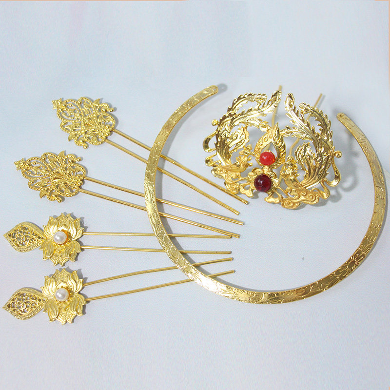 浴火凤凰发冠碧玉发簪敦煌发钗坦领汉服头饰唐风发饰