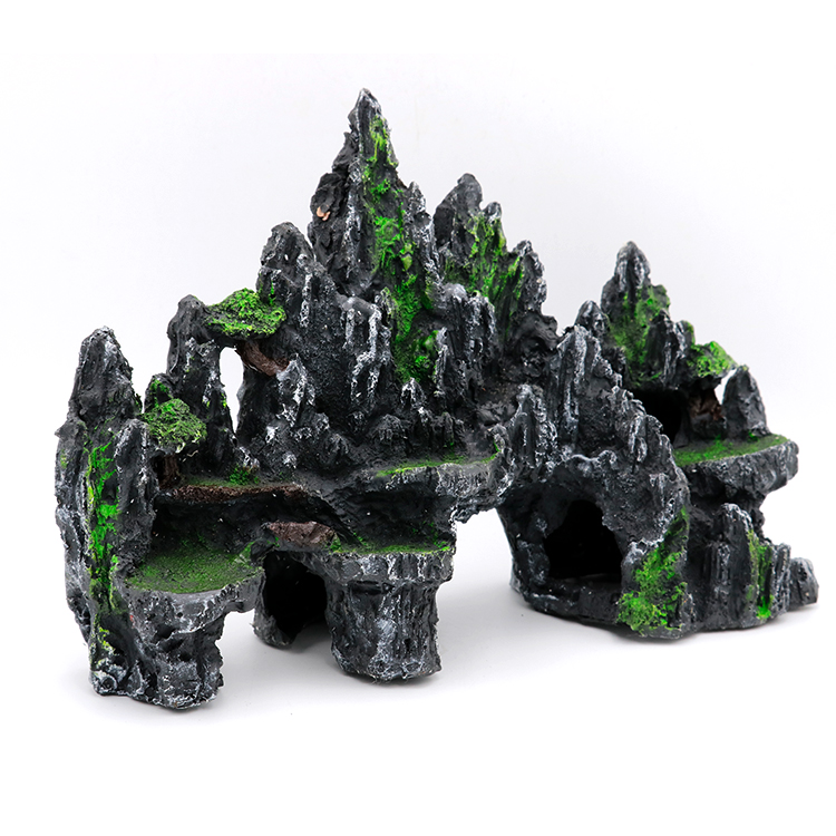 假山中小型鱼缸仿真造景山大仿青石山水族箱布景造景