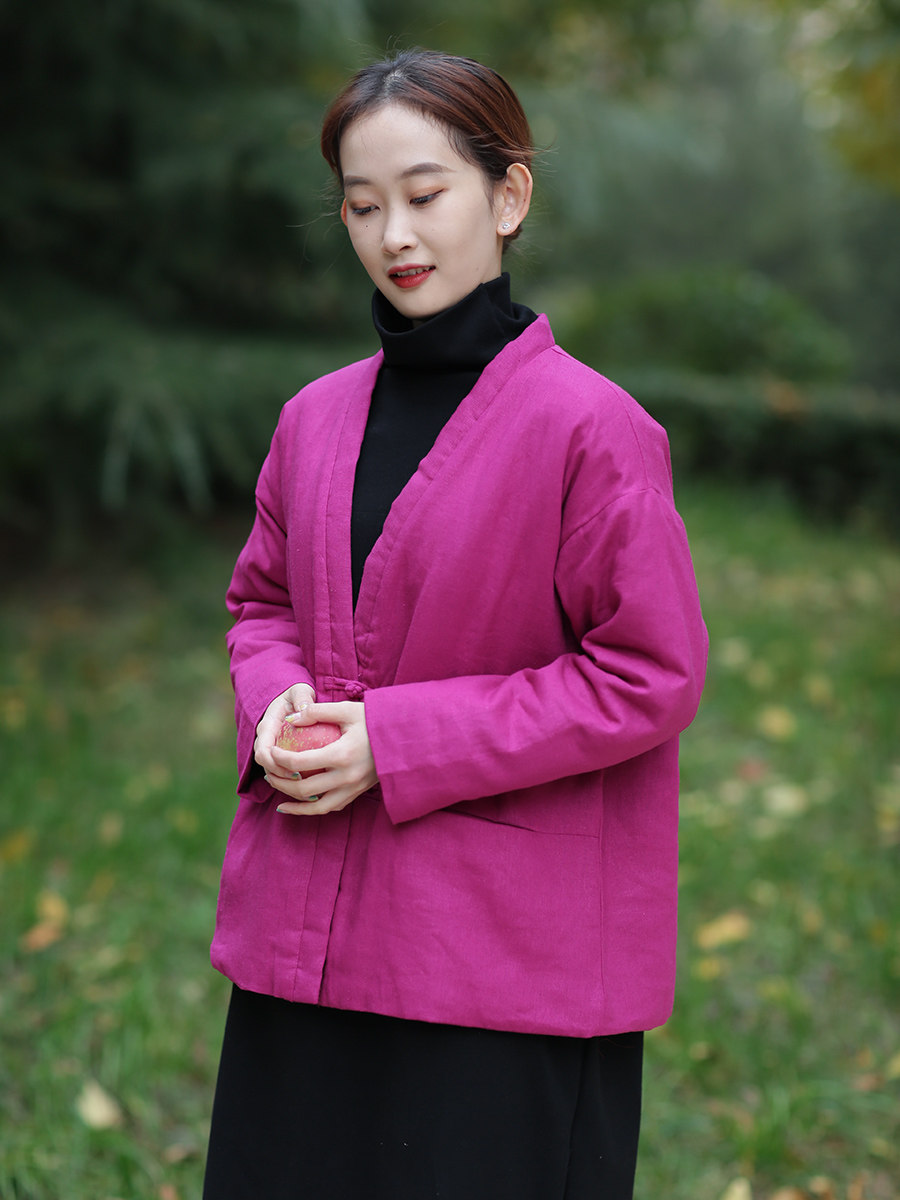 新款棉麻棉衣棉服薄夹文艺复古中式民族风棉袄棉衣
