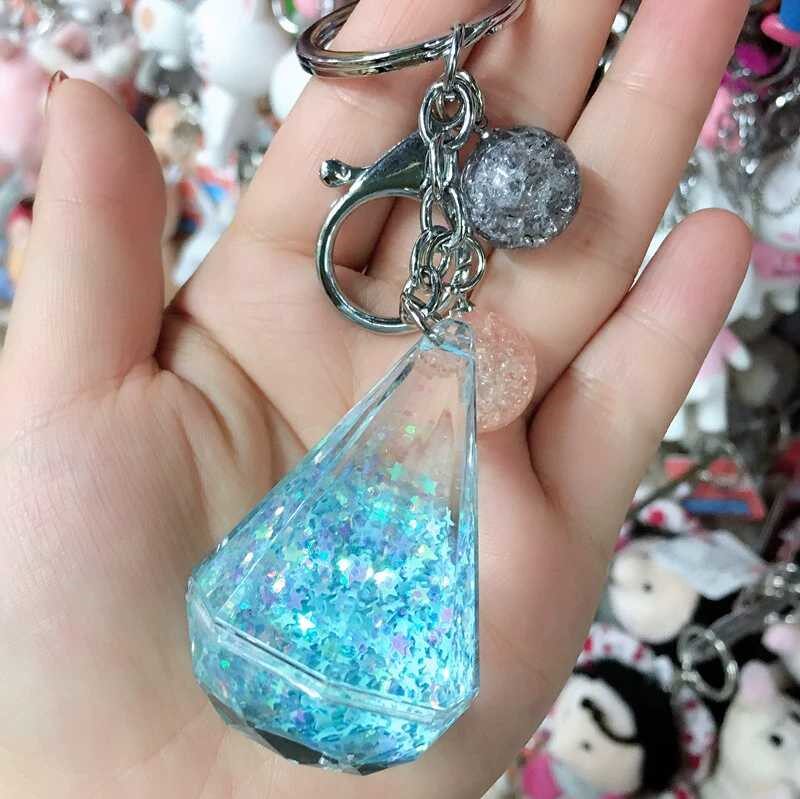 学生把玩水滴挂链挂件金粉流沙水晶书包包女生钥匙扣