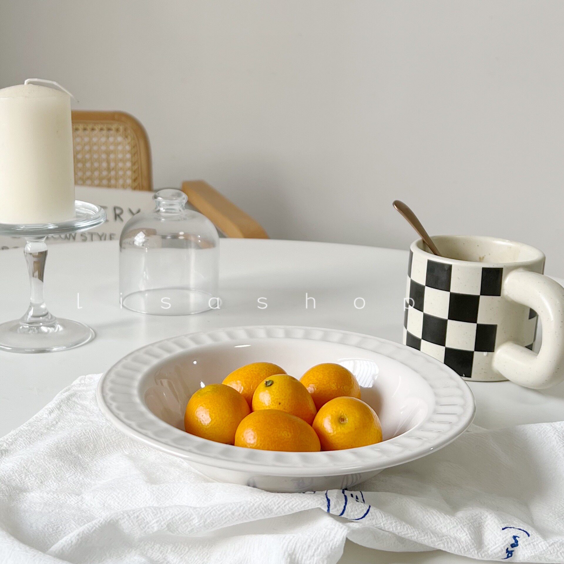 陶瓷ls日式圆形花边家用餐具意面盘子ins盘