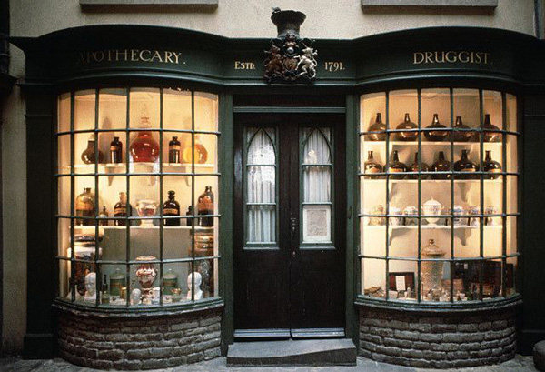 欧式复古小店咖啡馆设计素材特色店铺店面室外装修设计素材