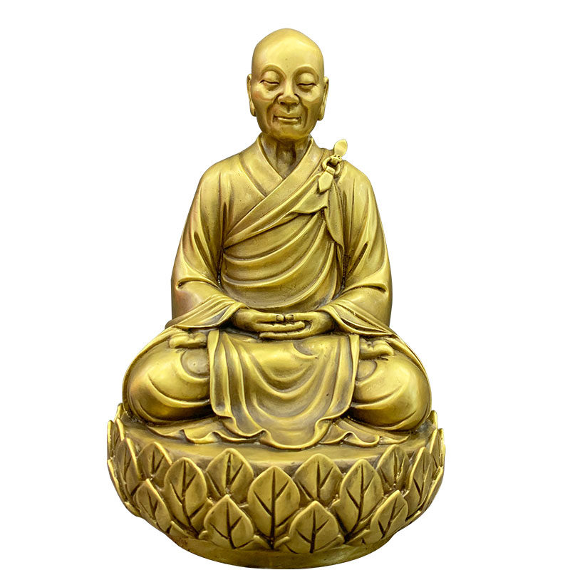 善缘禅宗六祖慧能法师佛像纯铜惠能居家铜像摆件