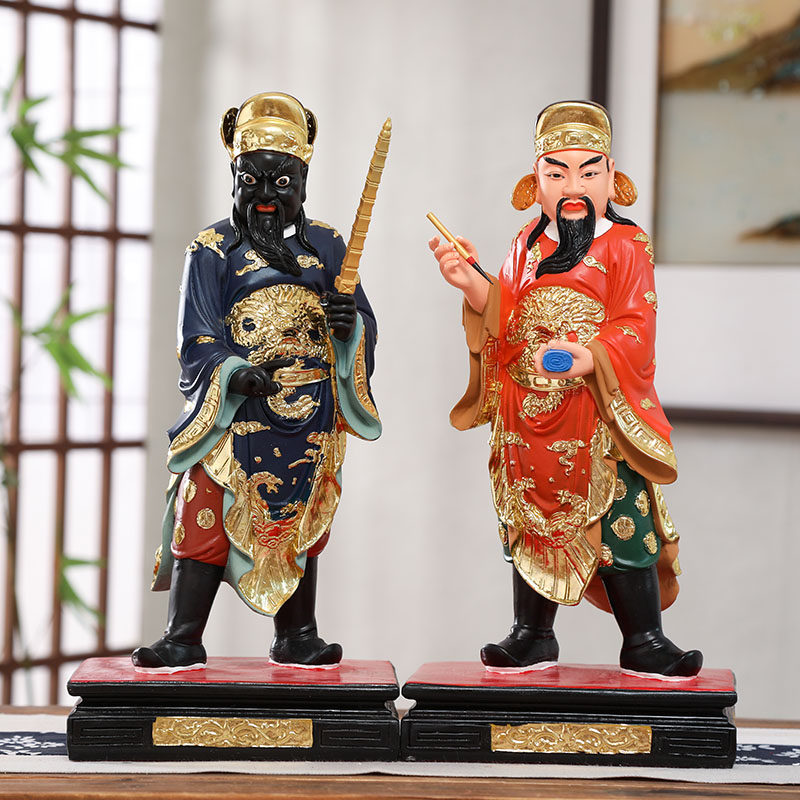 佛像供奉文武判官神像16寸38cm文判武树脂居家摆件