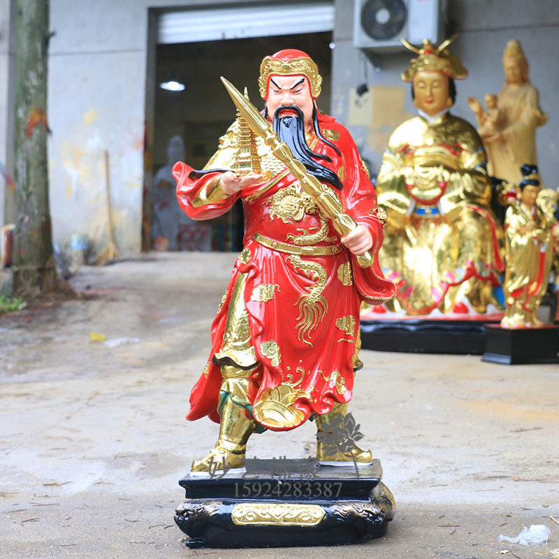 天王神像托塔88cm李靖李天王玻璃钢大型寺庙供奉摆件
