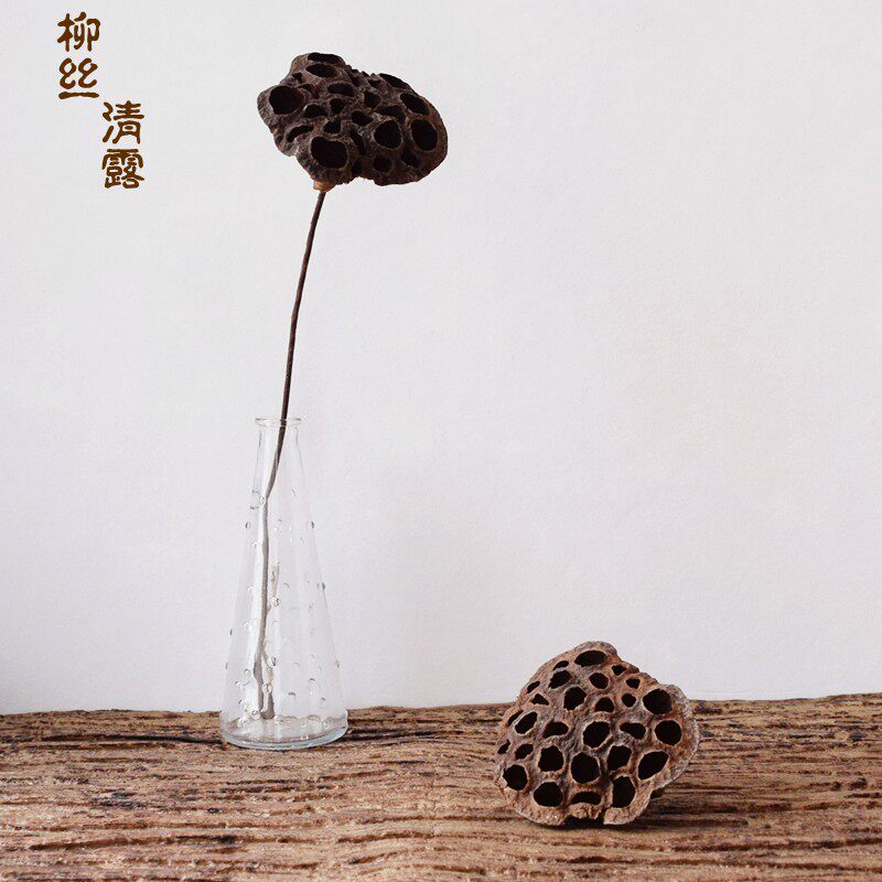 风干莲蓬摆件禅意干花花束干藕荷花植物花艺干花