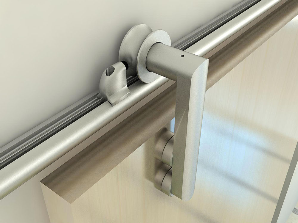 银色拉丝组合实心滑轨意式谷仓门室内移门隔断门卧室门