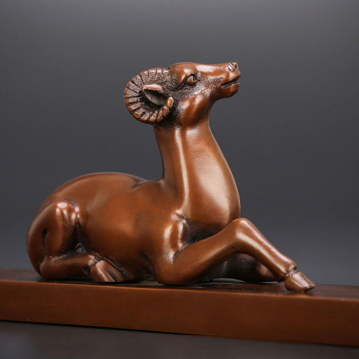 匠泽铜魂铜镇纸纯紫铜吉祥卧羊尺镇书房镇办公室摆件