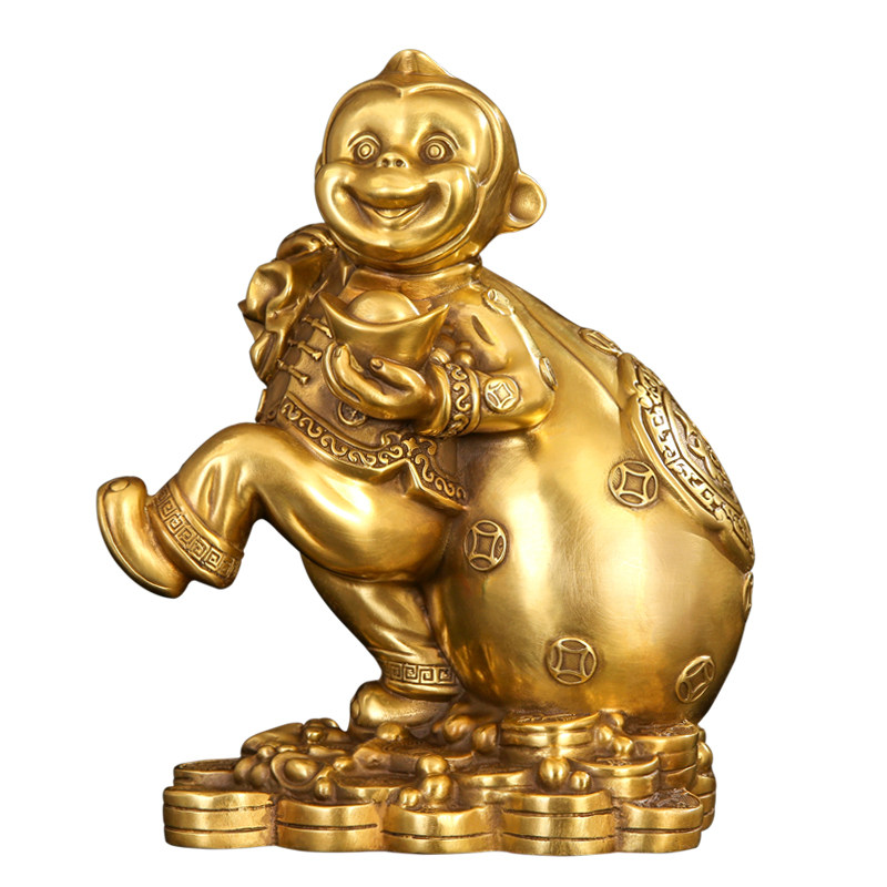 摆件匠泽铜魂铜猴金猴送福家居家居装饰装饰品开业摆件