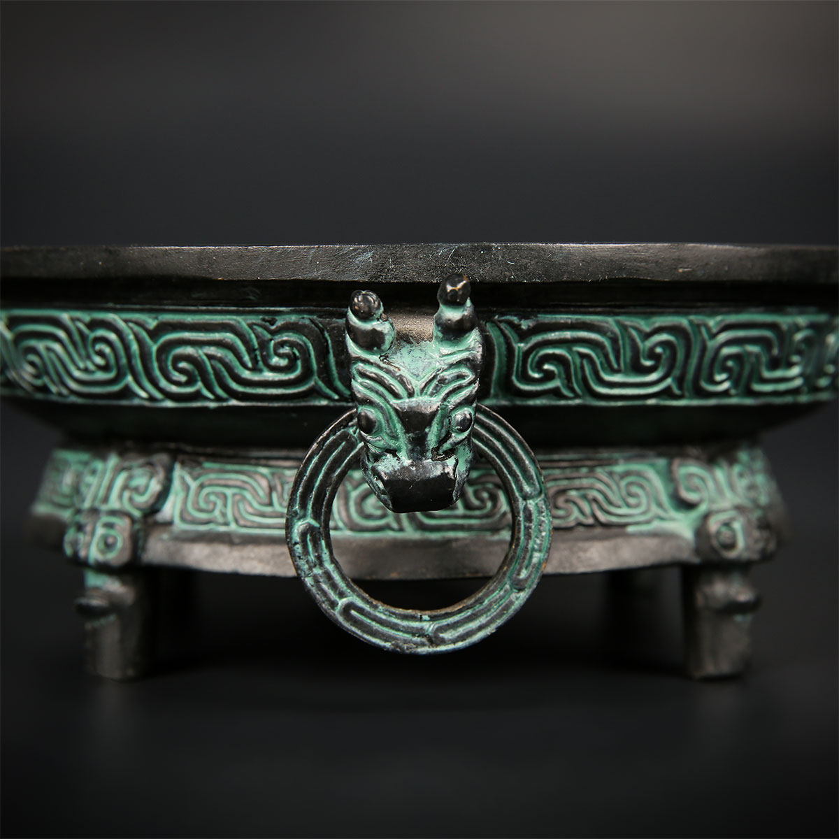 匠泽铜魂青铜器西周逨盘聚宝盆摆件青铜工艺品开业装饰摆件