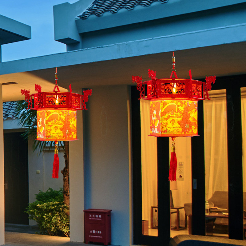 新年元宵节古风灯笼发光挂件家用客厅大门口挂饰挂饰