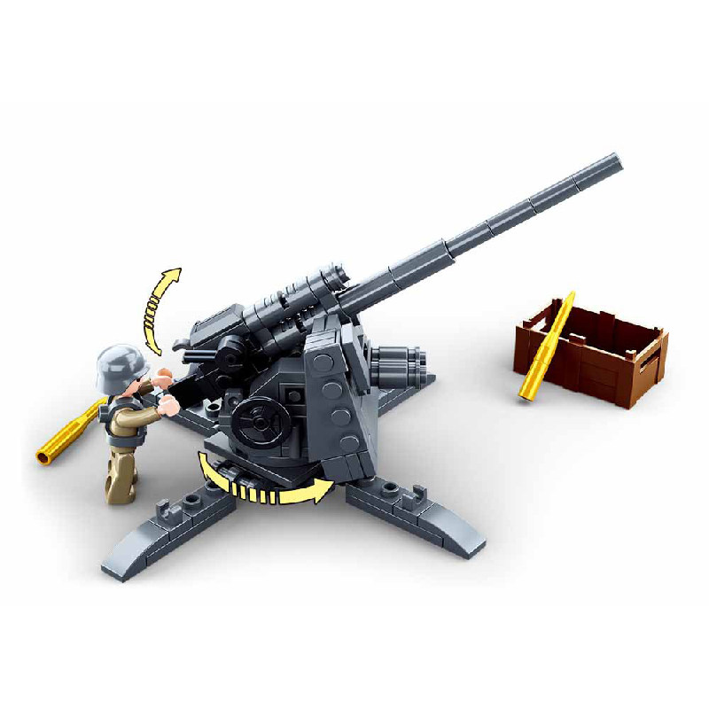 乐高军事积木模型玩具 世界大战2德军88mm主战火炮反坦克炮拼装 - 爱