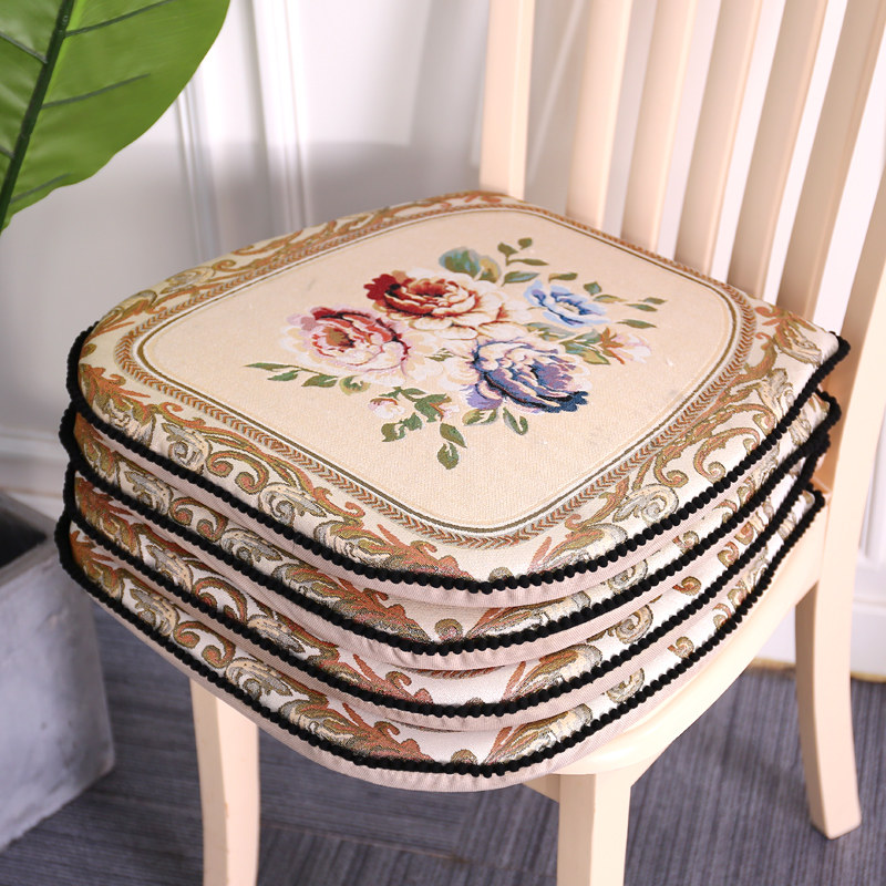 欧式加厚冬季餐椅垫毛绒通用椅子垫椅垫秋冬座垫可拆洗有绑带坐垫