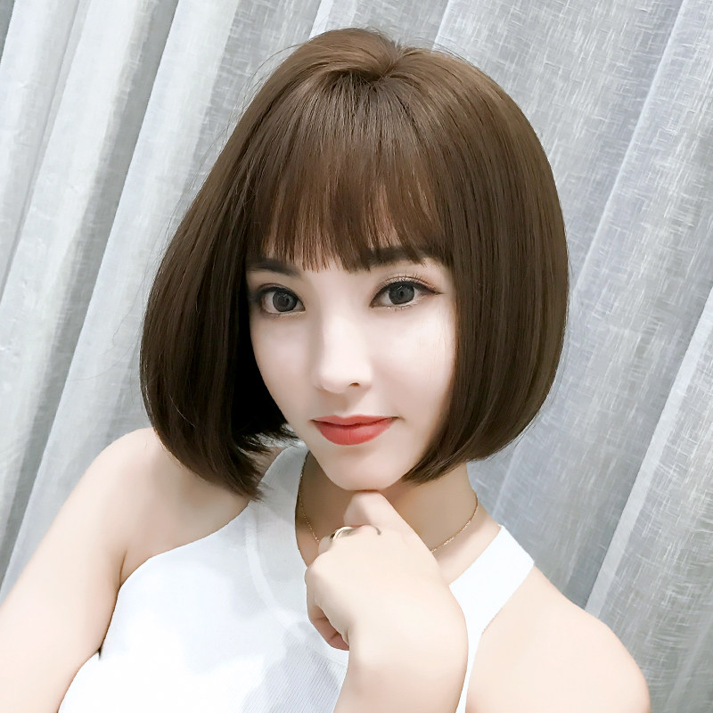 魅丝黛儿韩式侧分假发女短发 bobo头韩国气质修脸蓬松内扣短直发