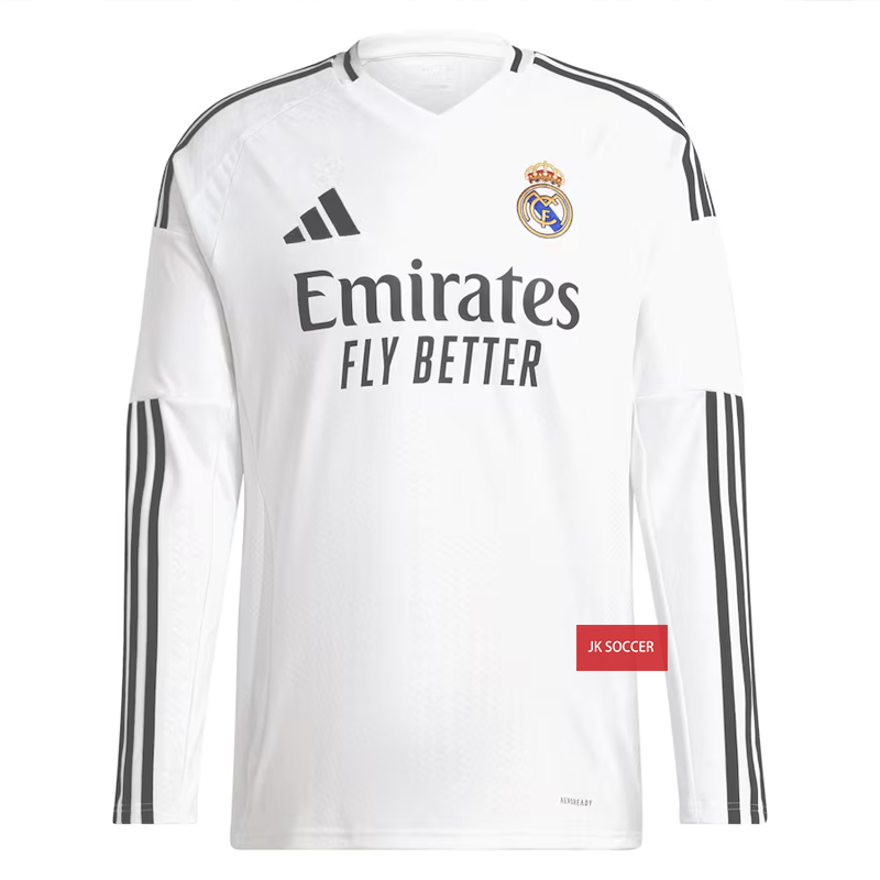 西甲2425赛季皇马主场长袖球衣5号贝林厄姆姆巴佩球员版足球队服