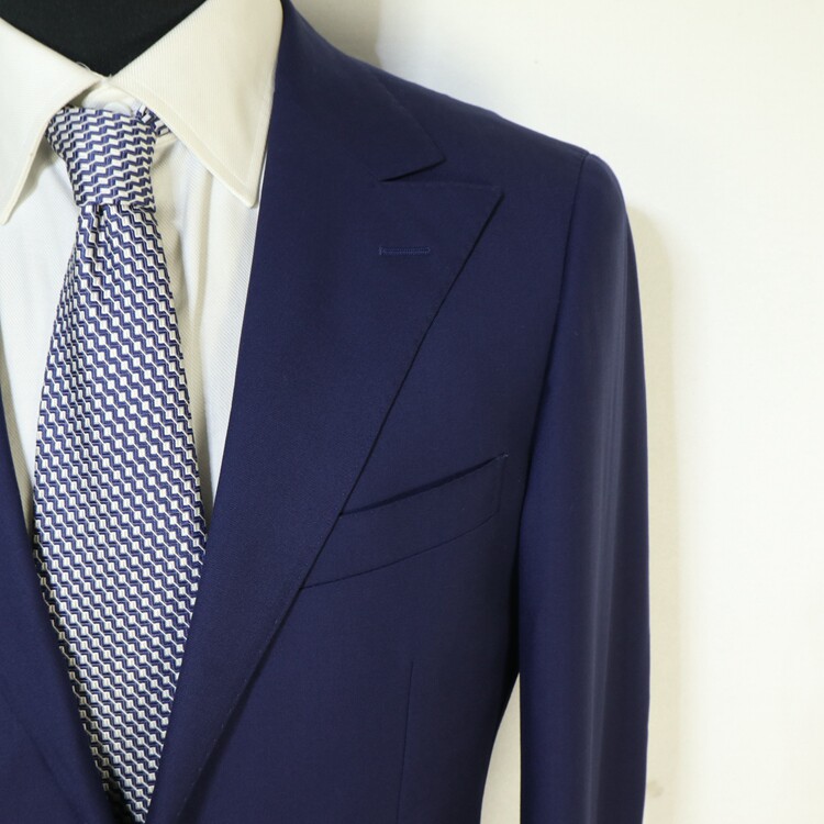 蓝豹lampo西服套装 bespoke进口面料超修身宝蓝色全羊毛175 96y