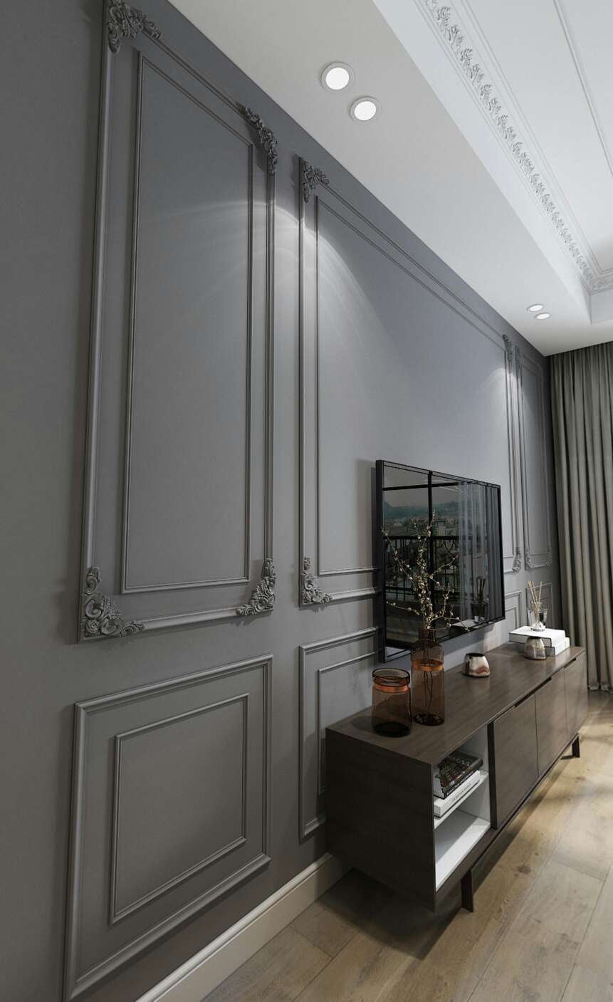 欧式法式电视沙发床头石膏线条角花雕花背景墙石膏线条