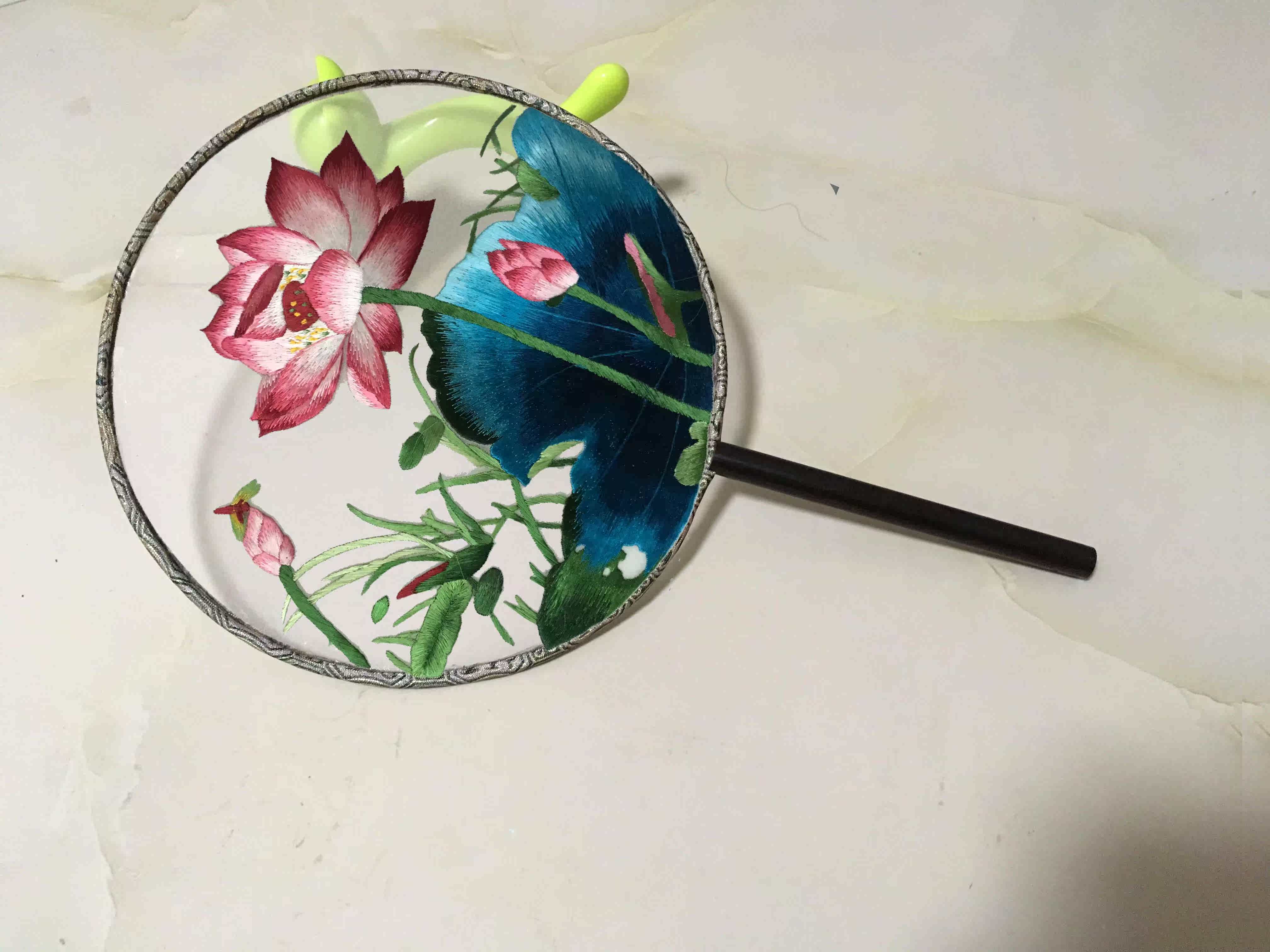 包邮手工苏绣刺绣diy初学套件材料包宫扇扇子团扇畅销图多图可选