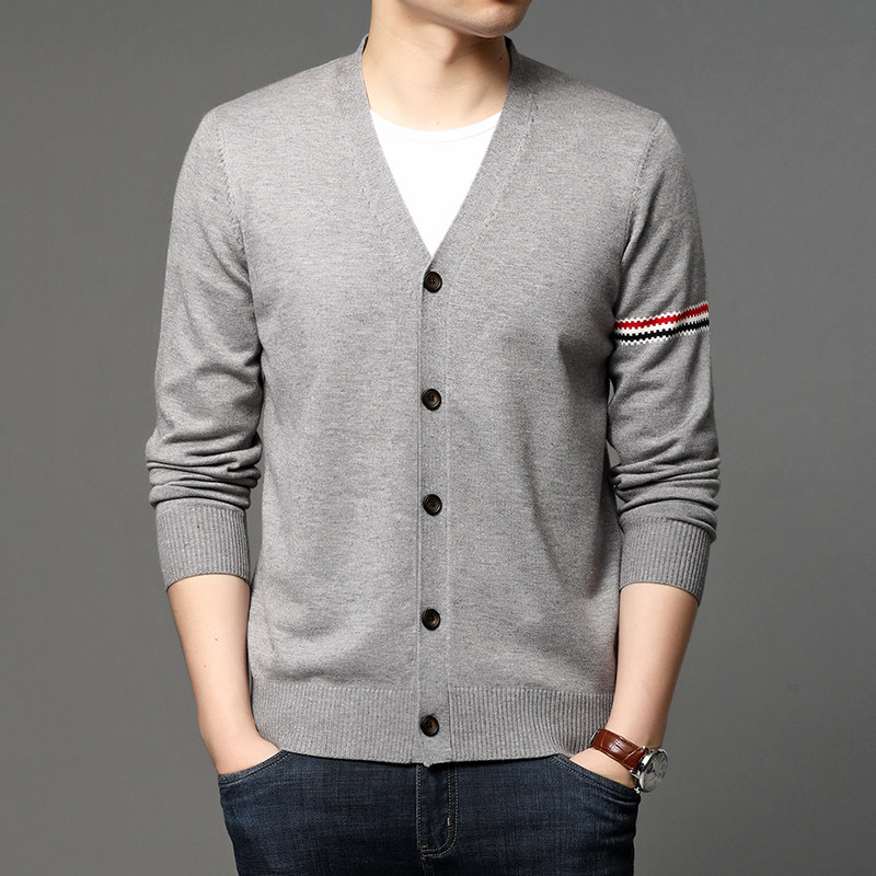 毛衣开衫男针织衫外套春秋秋季男士修身潮流薄款针织衫