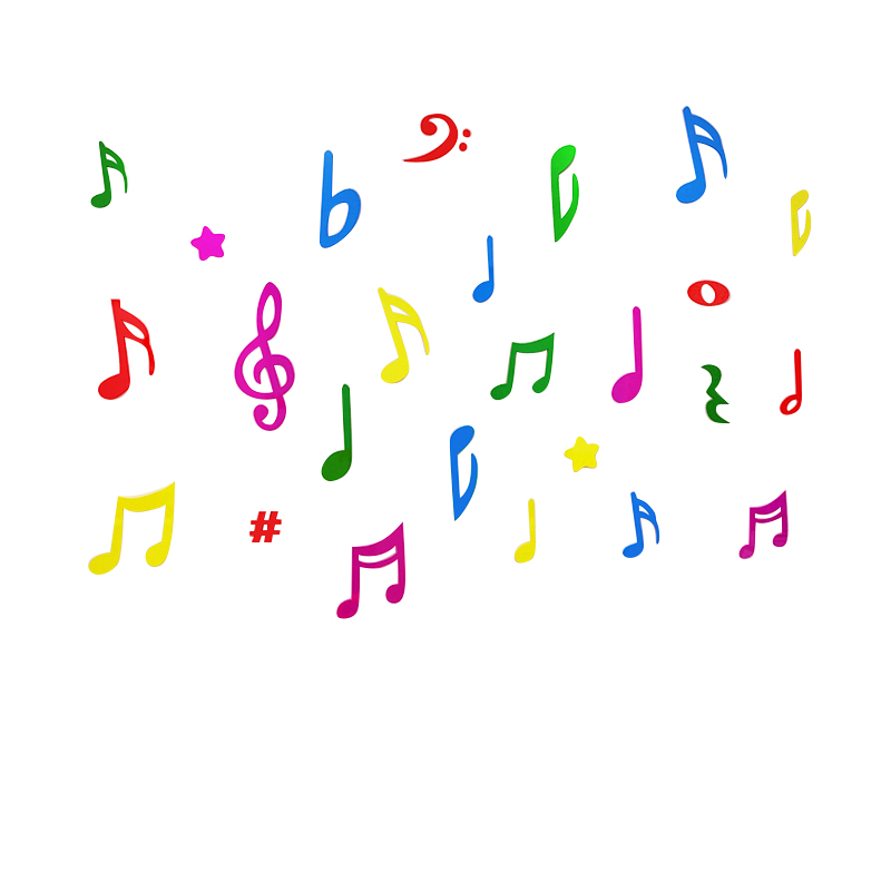 音乐教室彩色音符装饰3d立体亚克力墙贴琴行墙贴