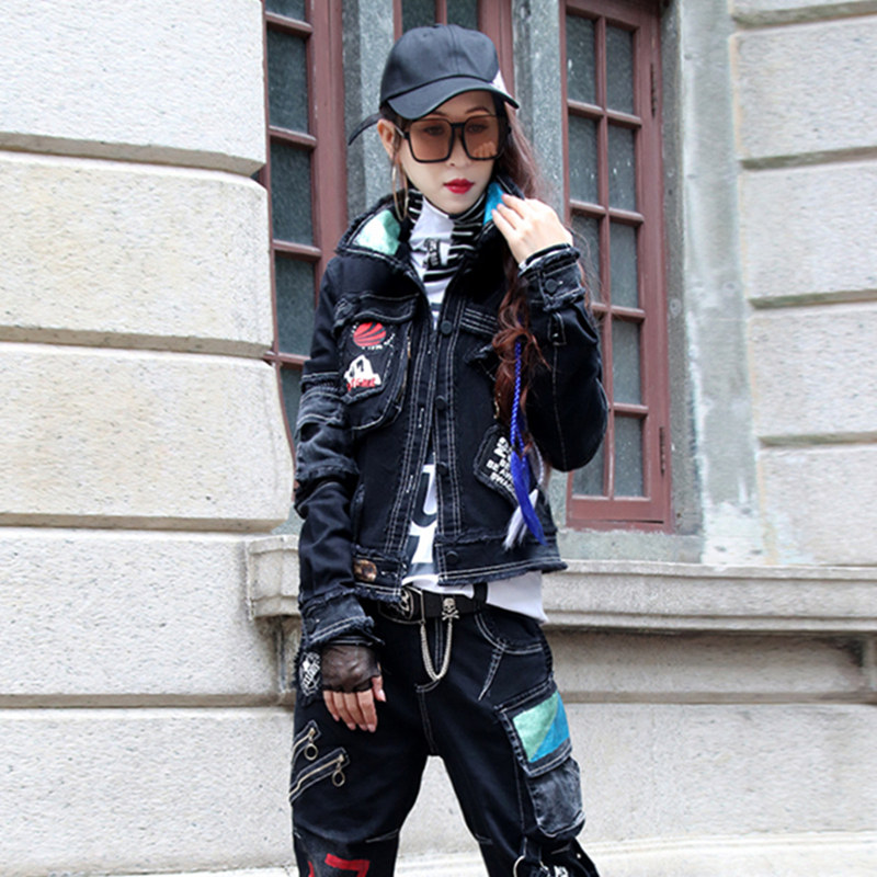 外套机车2021酷酷女孩牛仔帅气宽松韩版黑暗短外套