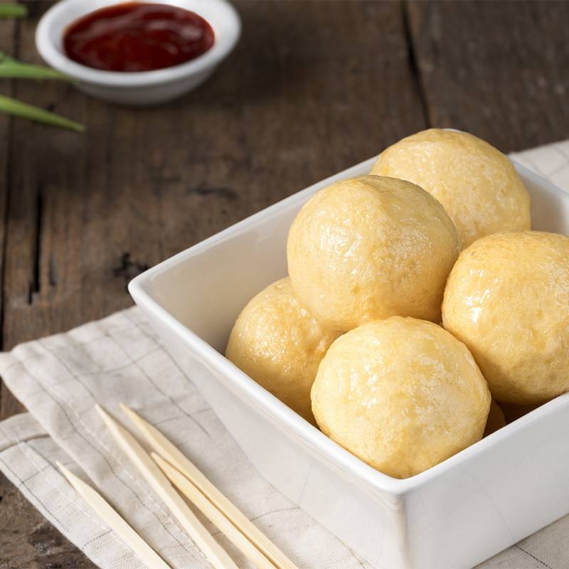 四海海鱼蛋炸大粒5斤装火锅关东便利店麻辣烫咖喱鱼丸