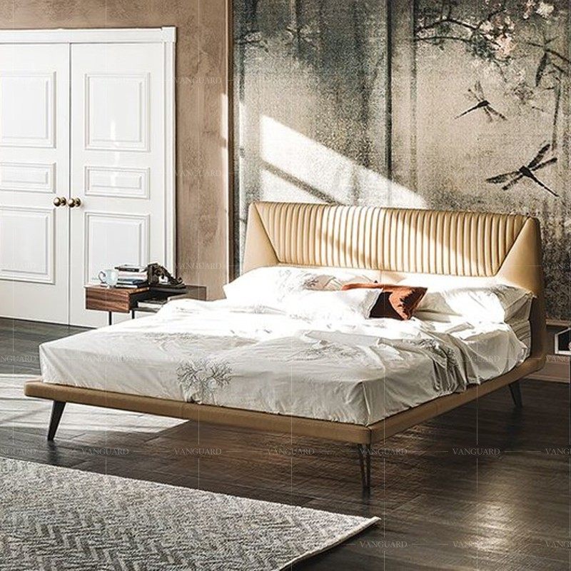 北欧真皮18米实木铁艺高脚loft工业风格卧室皮艺床